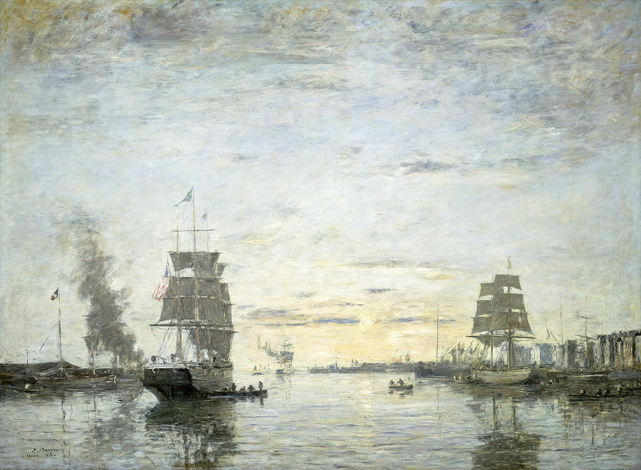 Entrance to the Harbor Le Havre Painting by Eugene Boudin