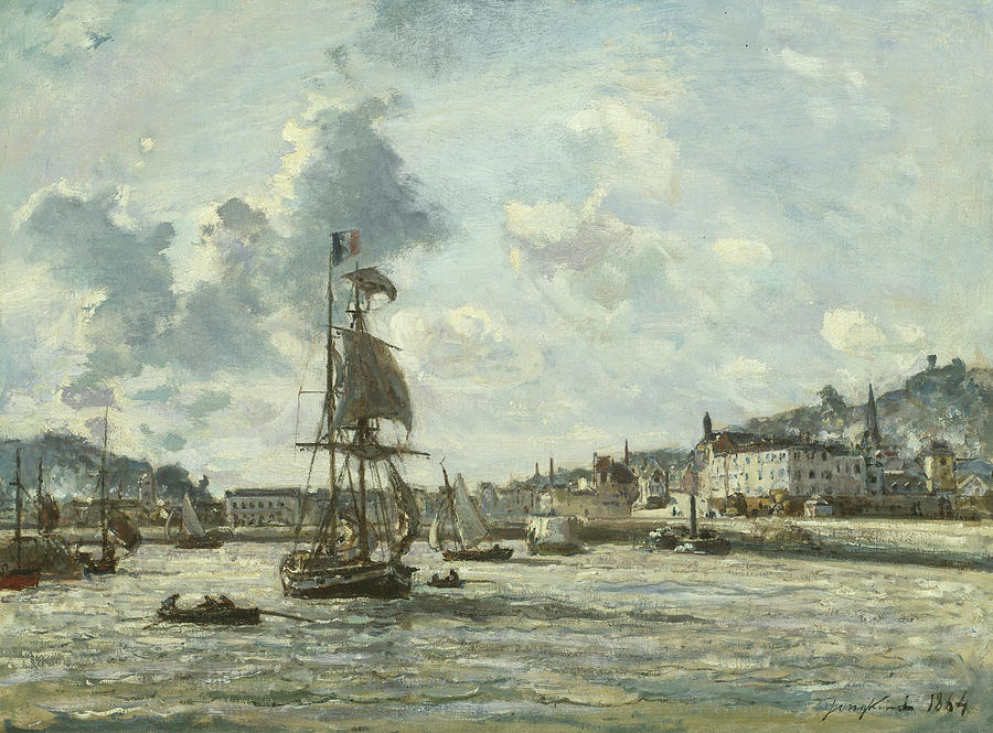 Boat Painting - Entrance to the Port of Honfleur by Johan-Barthold Jongkind