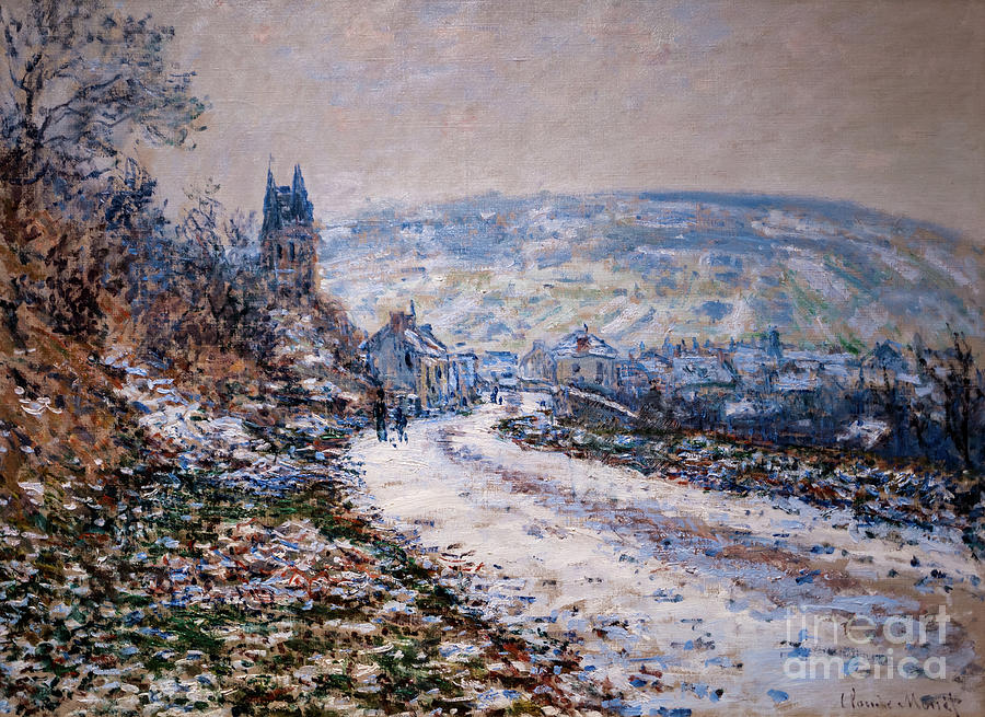 Entrance to the Village of Vetheuil in Winter by Monet Painting by Claude Monet