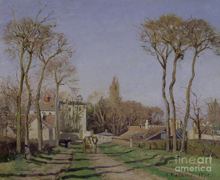 Landscape Painting - Entrance to the Village of Voisins by Camille Pissarro