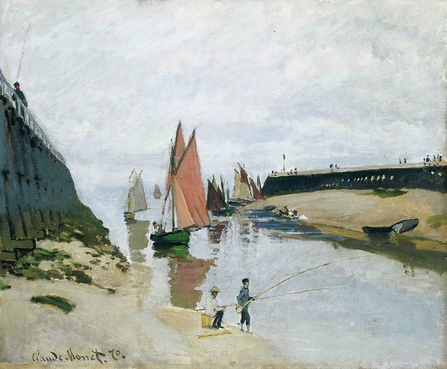 Entree du port de Trouville Painting by Claude Monet