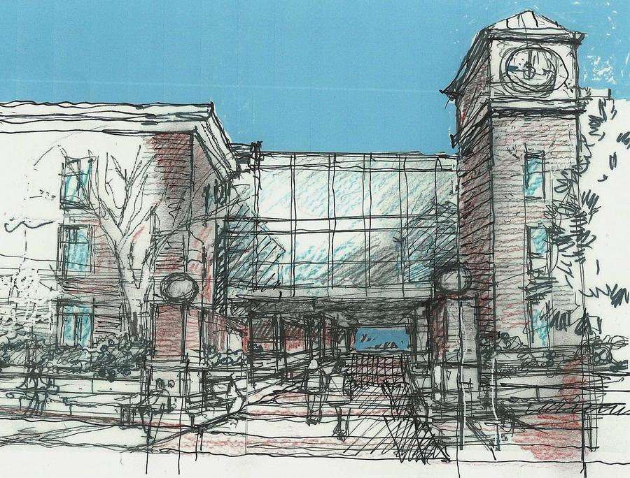 Entry Plaza Drawing by Andrew Drozdowicz