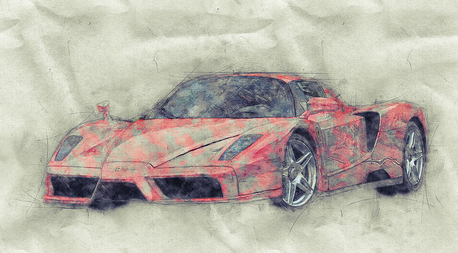 Enzo Ferrari 1 - Spors Car - 2002 - Automotive Art - Car Posters Mixed Media