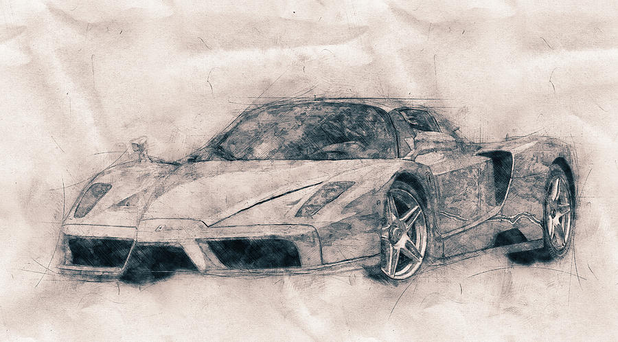 Enzo Ferrari - Spors Car - 2002 - Automotive Art - Car Posters Mixed Media