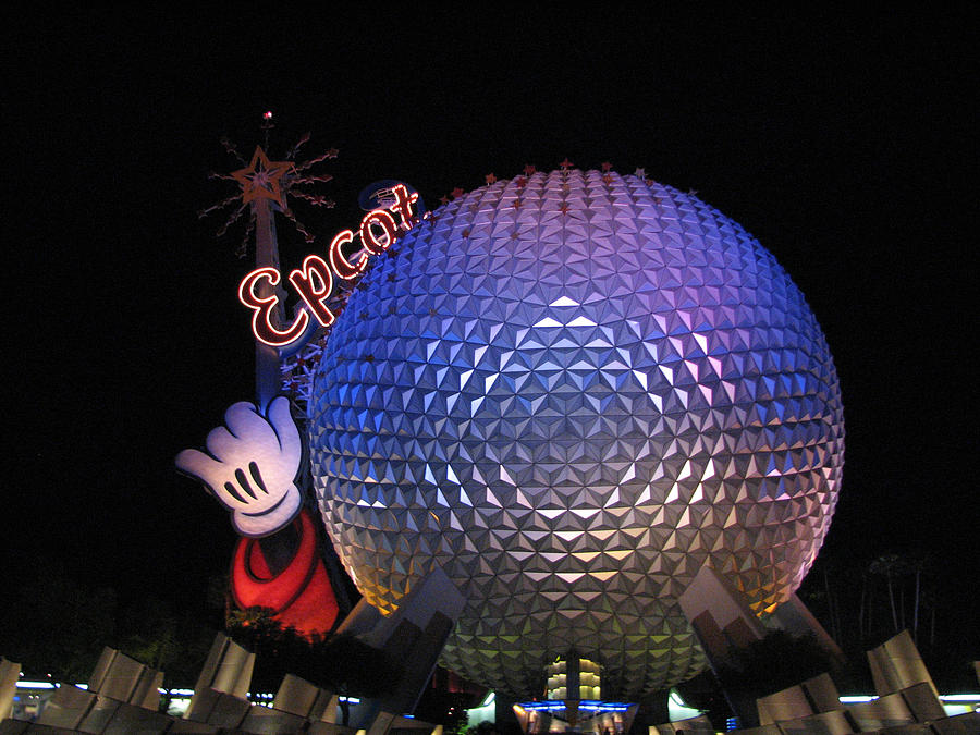 Epcot Photograph - Epcot at Night by Creative Solutions RipdNTorn