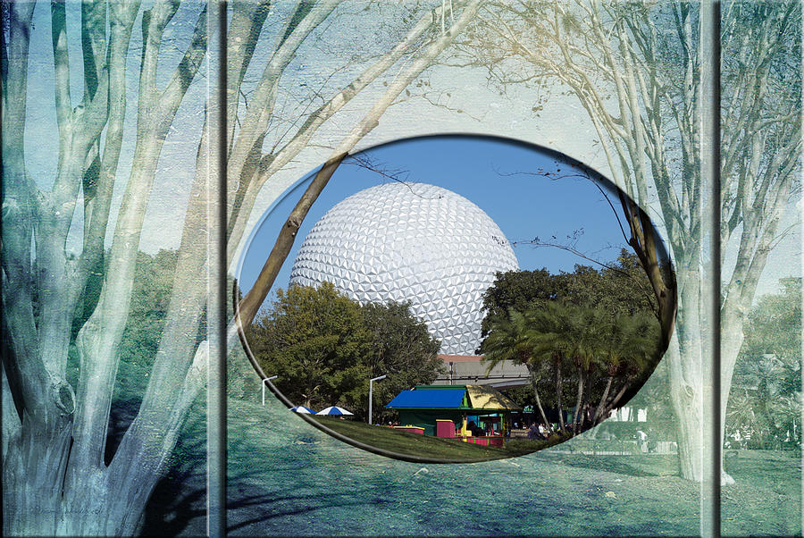 Castle Mixed Media - Epcot Globe Walt Disney World sc by Thomas Woolworth