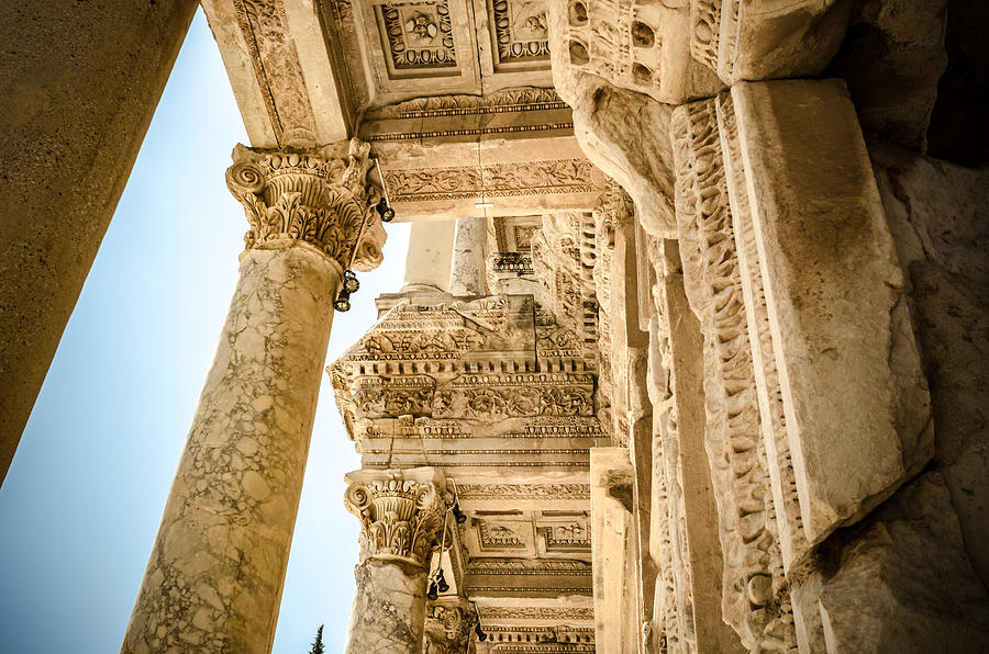 Ephesus Library Columns and Ceiling Photograph by Anthony Doudt