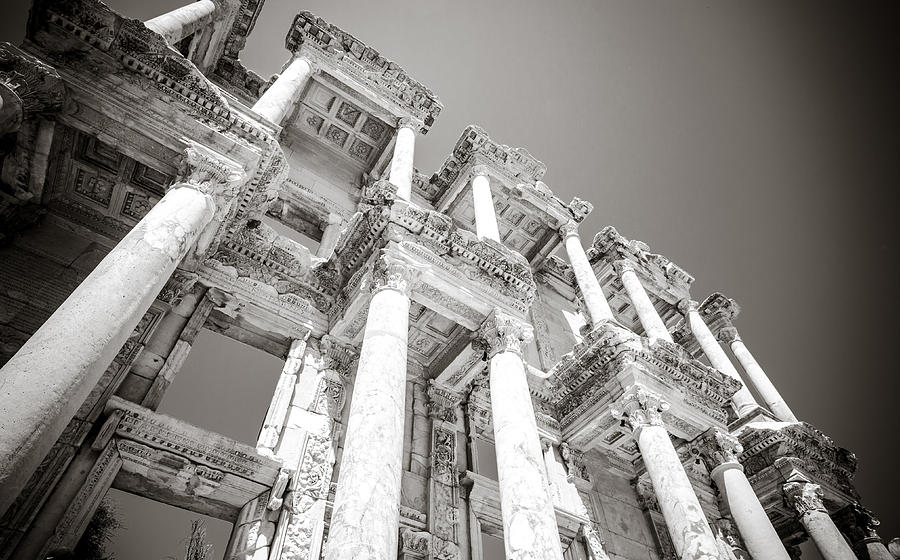 Ephesus Library in Black and White Photograph by Anthony Doudt