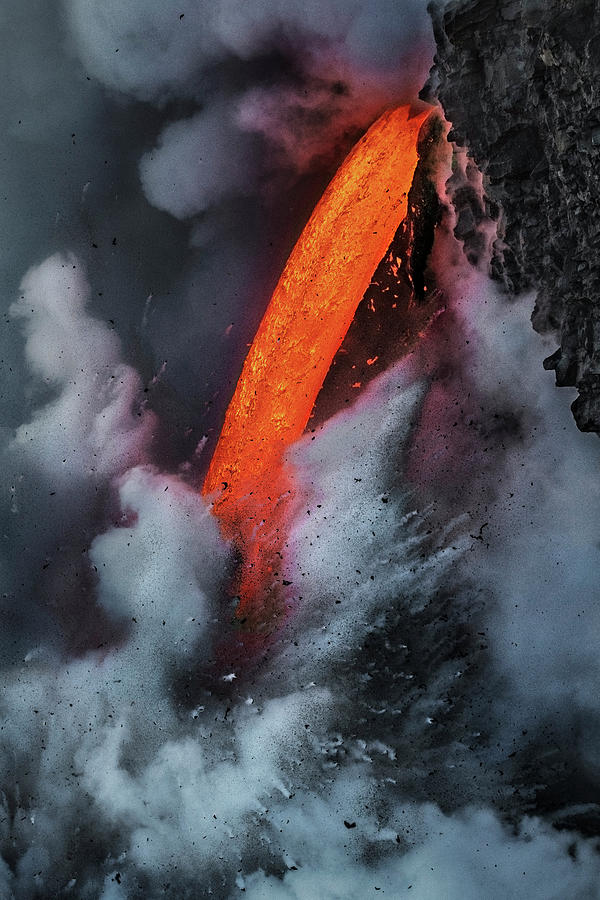 Epic Battle Between Lava and the Sea Photograph by Roman Kurywczak