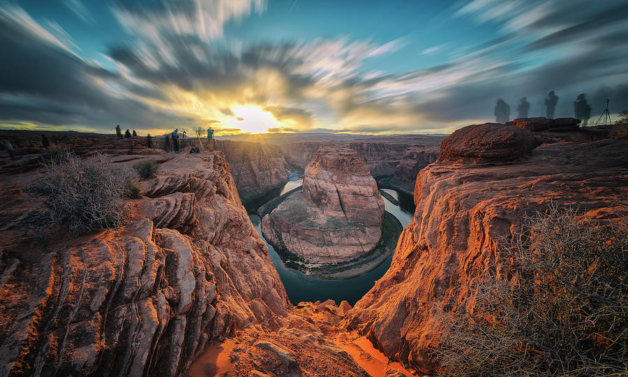 Epic sunset image of Photographers overlooking the Colorado Rive Photograph by Ryan Kelehar