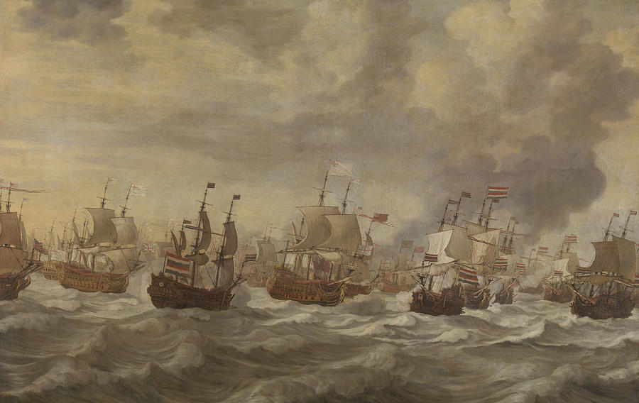 Boat Painting - Episode from the Four Days Naval Battle of June 1666 by Willem Van De Velde The Younger
