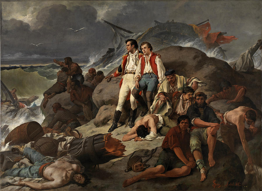Episode of the Battle of Trafalgar Painting by Francisco Sans Cabot