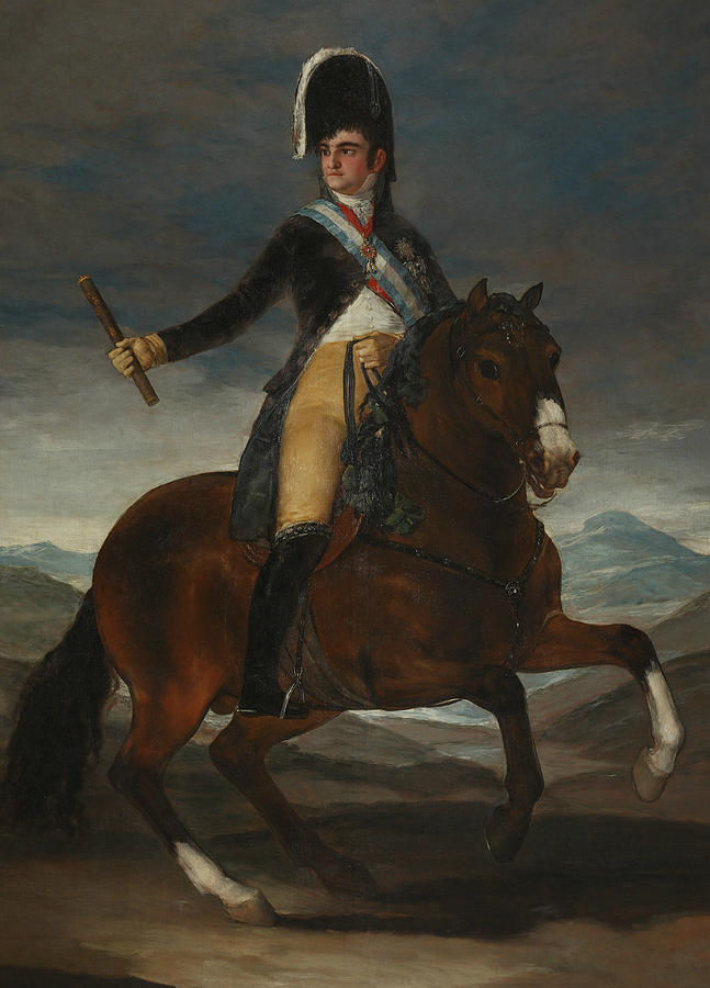 Equestrian portrait of Fernando VII Painting by Francisco Goya
