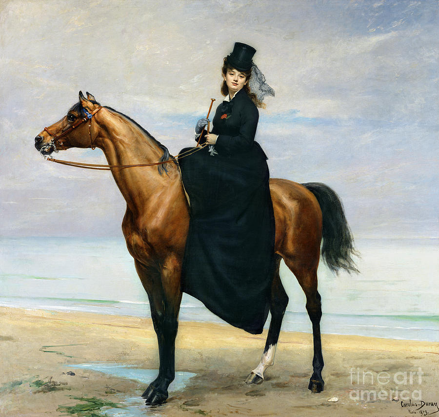 Horse Painting - Equestrian Portrait of Mademoiselle Croizette by Charles Emile Auguste Carolus Duran