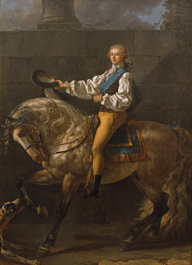 Equestrian portrait of Stanislaw Kostka Potocki Painting by Jacques-Louis David