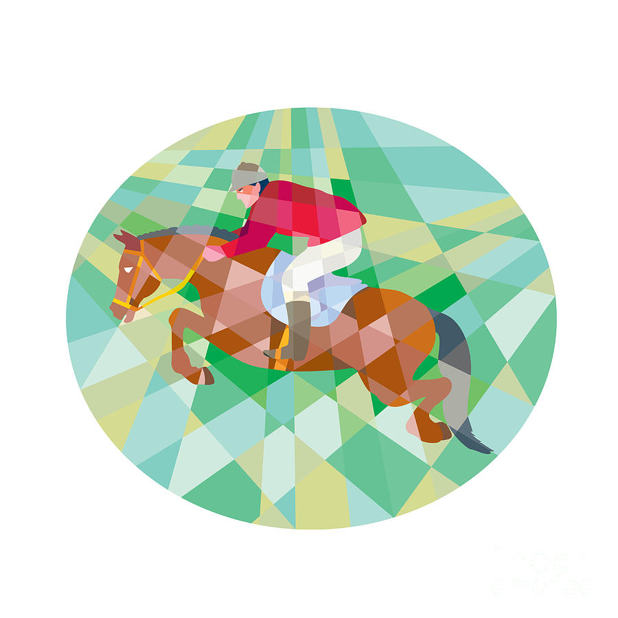 Equestrian Show Jumping Oval Low Polygon Digital Art by Aloysius ...