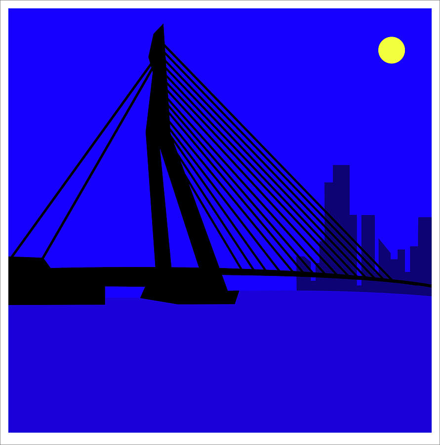 Erasmus Bridge Rotterdam Digital Art by Asbjorn Lonvig