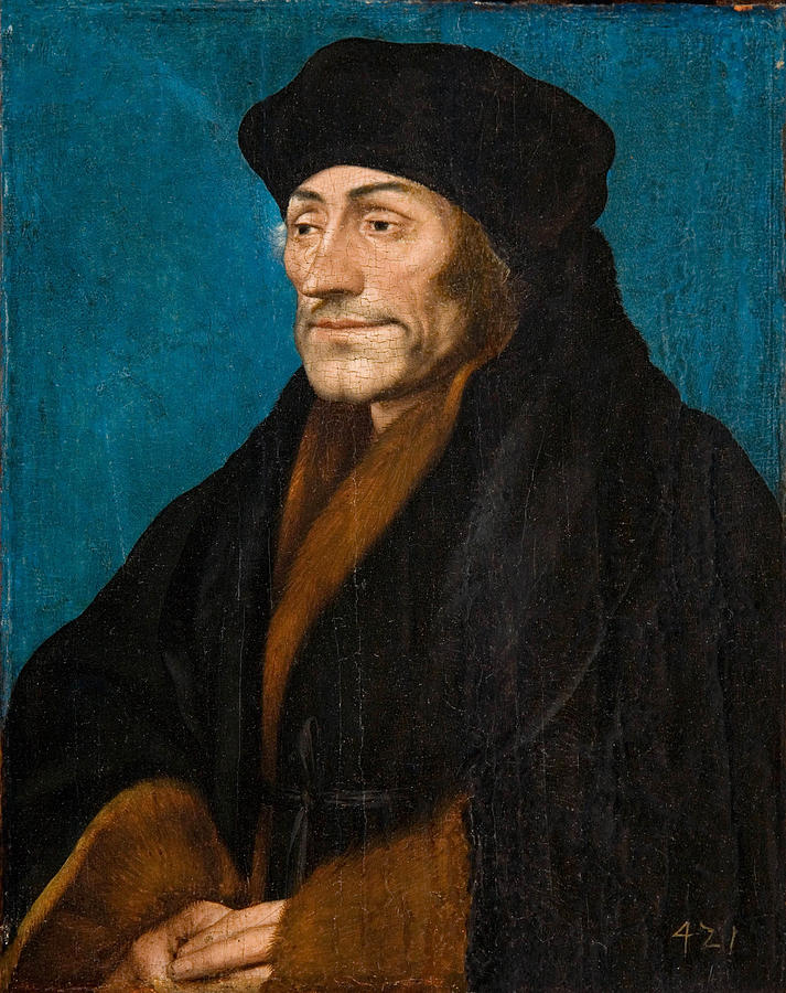 Erasmus of Rotterdam Painting by Hans Holbein the Younger and Workshop