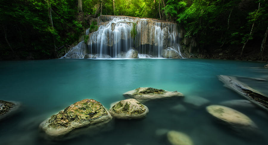 Erawan waterfall National Park Kanjanaburi Thailand Photograph by Anek Suwannaphoom