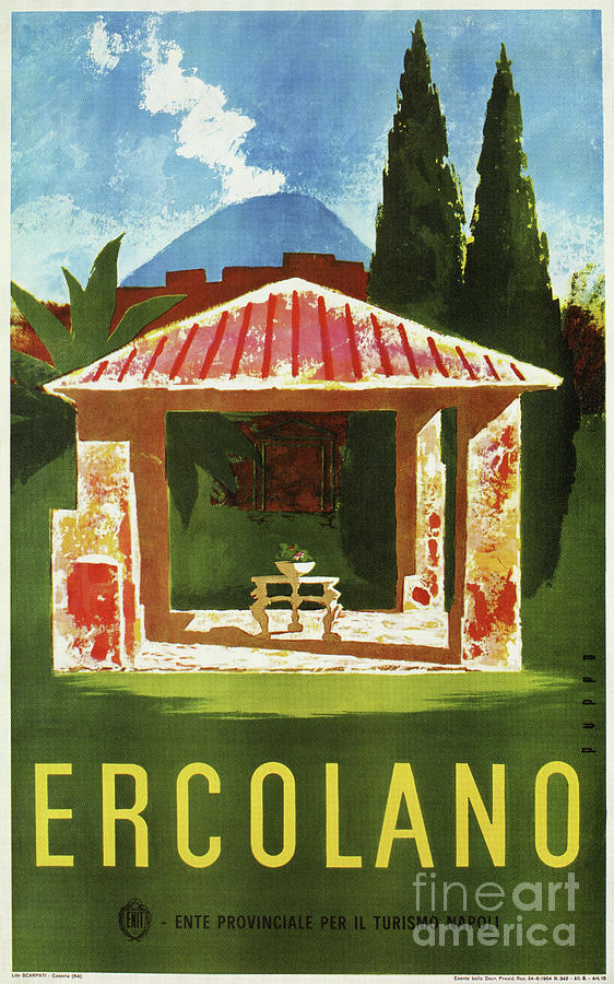 Ercolano Naples Italian summer travel ad Drawing by Heidi De Leeuw