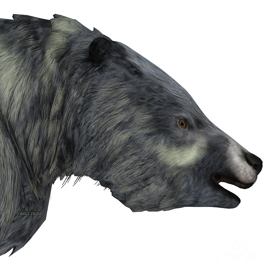 Prehistoric Painting - Eremotherium Sloth Head by Corey Ford