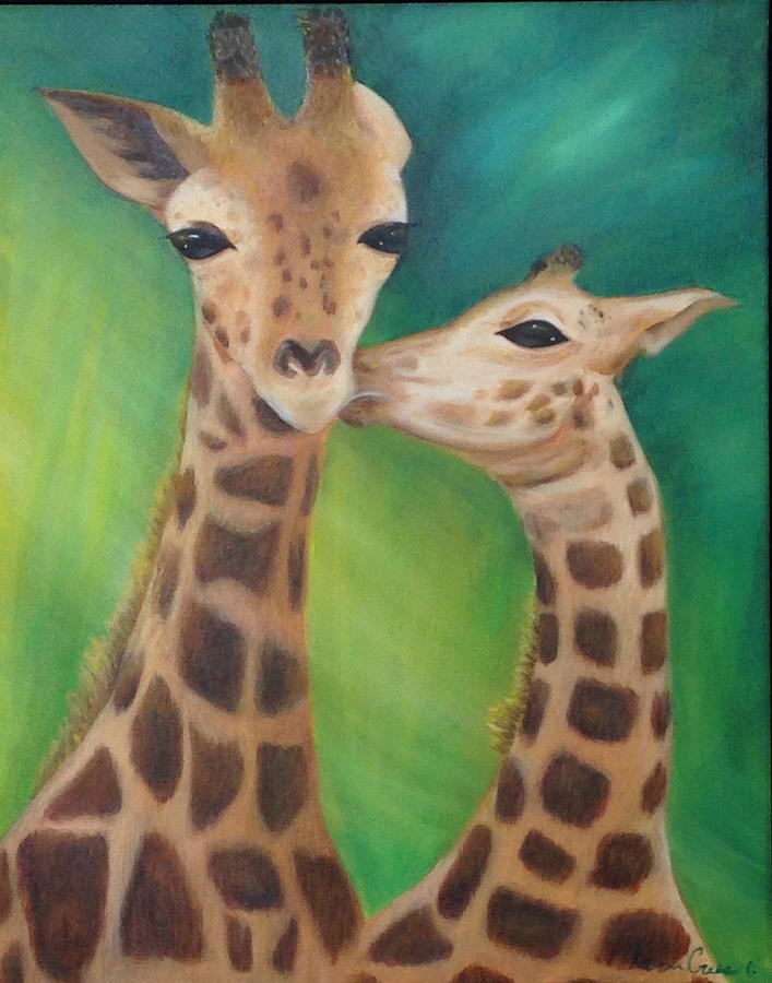 Giraffe Painting - Erinas Giraffes by Karen Cress