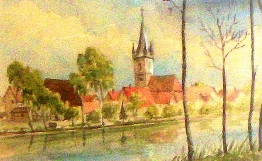 Erlangen Bruck Bavaria Painting by Alfred P  Verhoeven