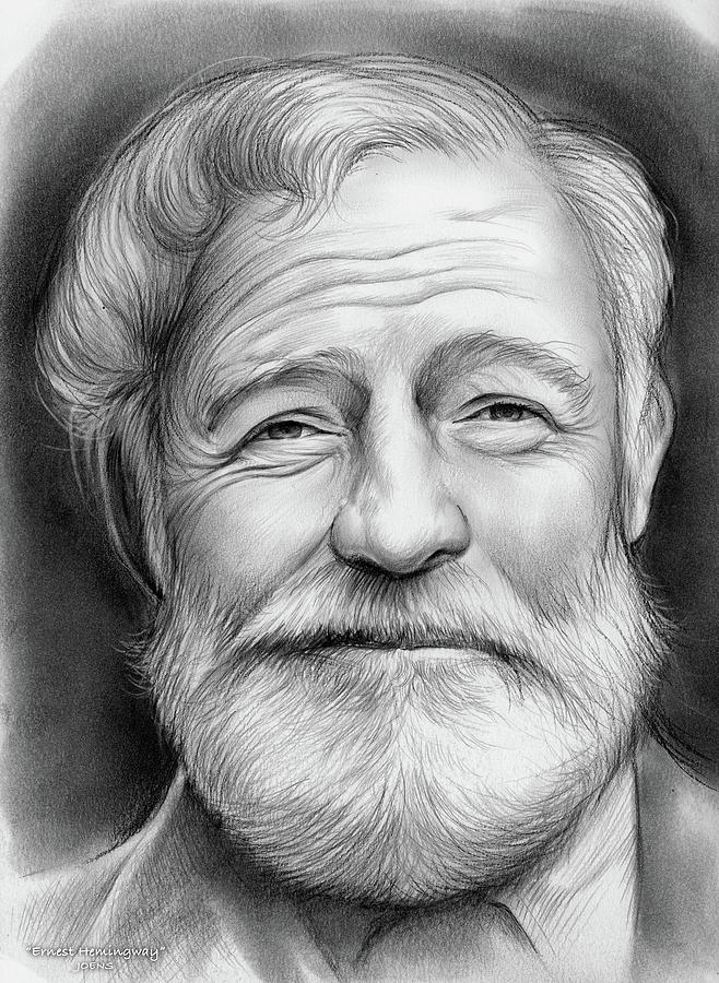 Ernest Hemingway Drawing by Greg Joens