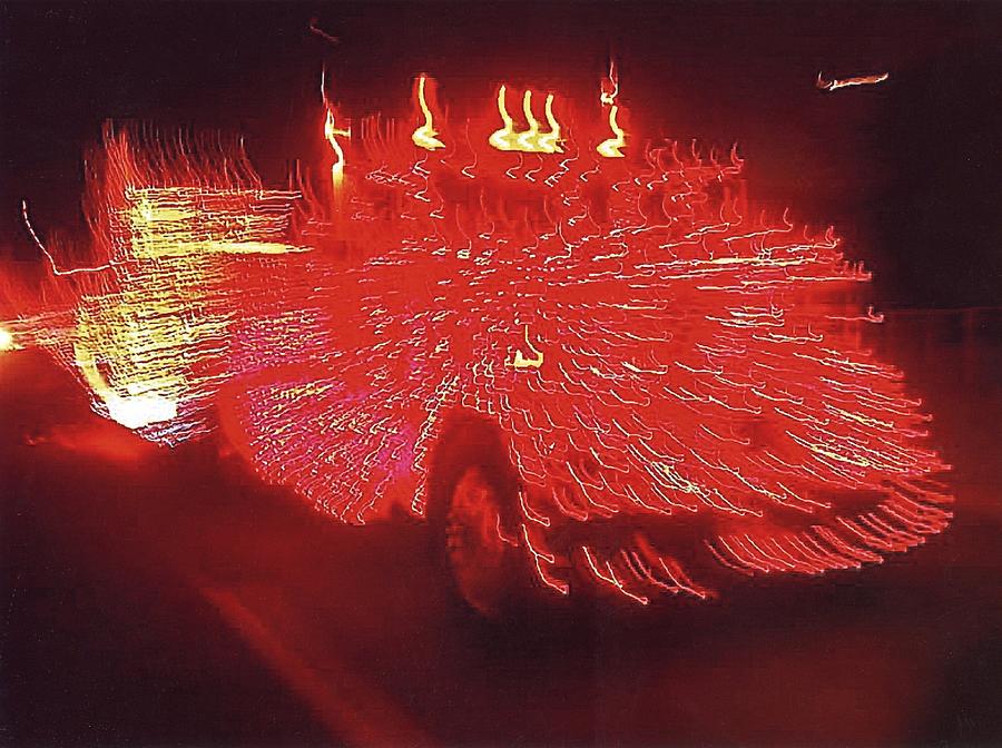 Ernst Haas homage fire truck electric lights xmas parade Casa Grande AZ 2001 Photograph by David Lee Guss