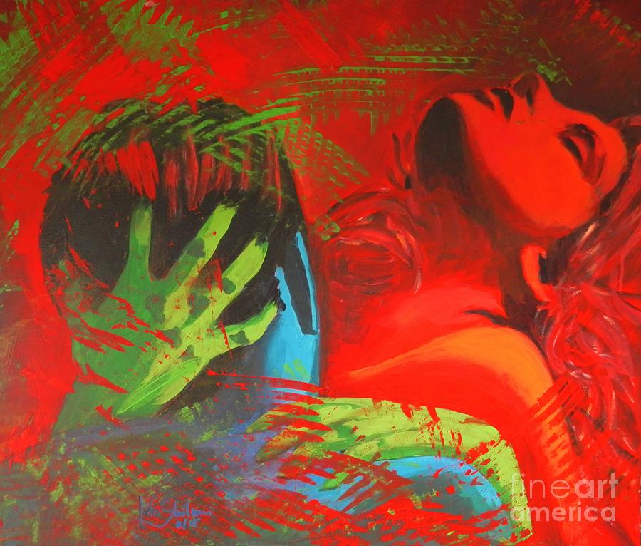 Erotic Kiss Painting by Jolanta Shiloni