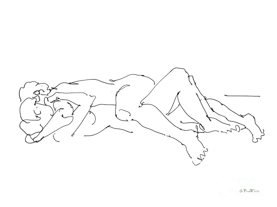 Erotic Lesbian Art 1b Drawing by Gordon Punt