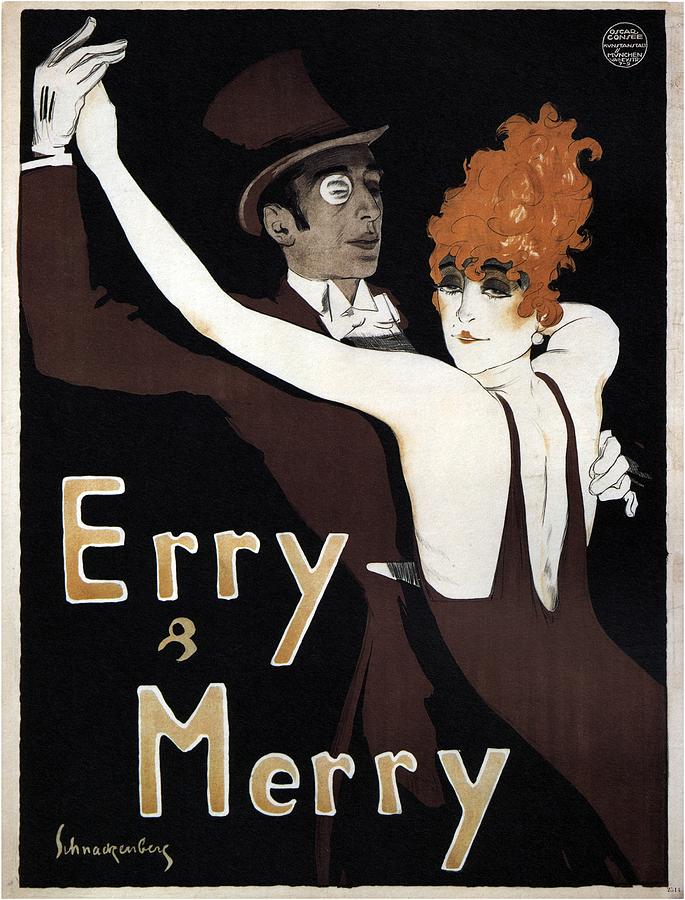 Vintage Mixed Media - Erry and Merry - Couple Dancing - Dance Team - Vintage Advertising Poster by Studio Grafiikka