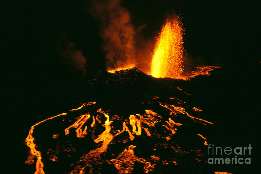 Eruption At Night Photograph by Allan Seiden - Printscapes