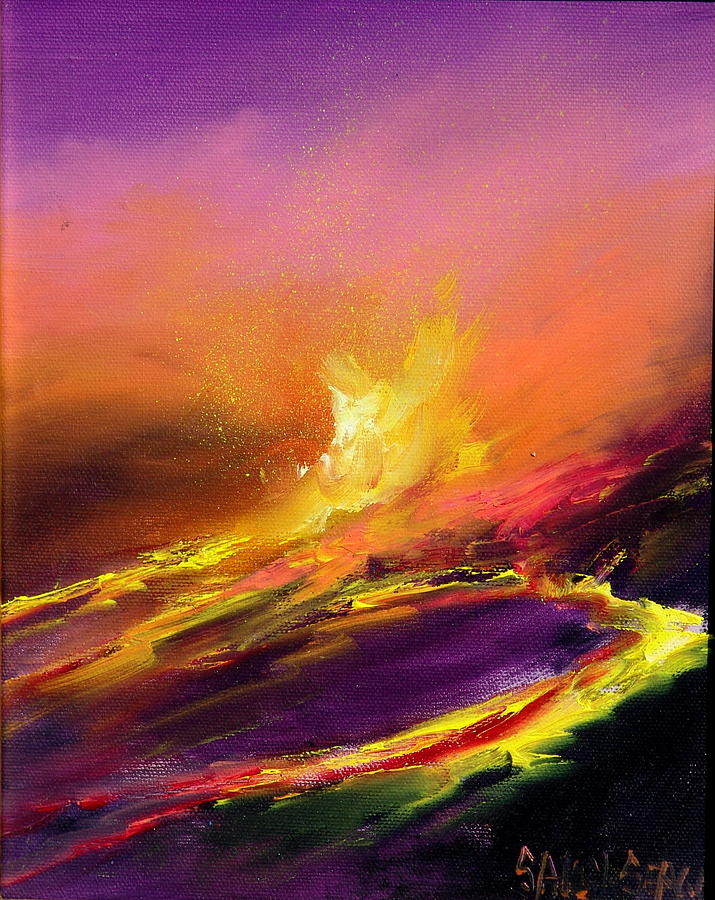 Eruption by Night Painting by Sally Seago - Fine Art America