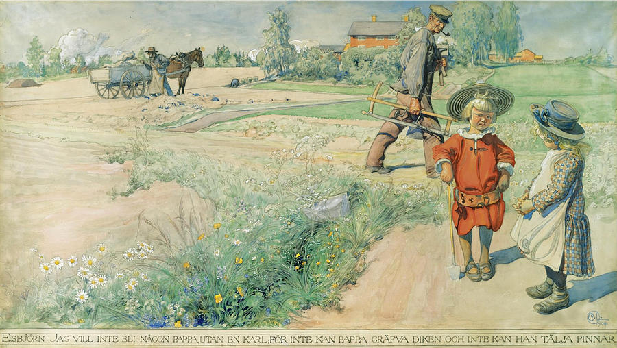 Carl Larsson Drawing - Esbjorn And The Farmers Girl by Carl Larsson Carl Larsson Drawing - Esbjorn And The Farmers Girl by Carl Larsson