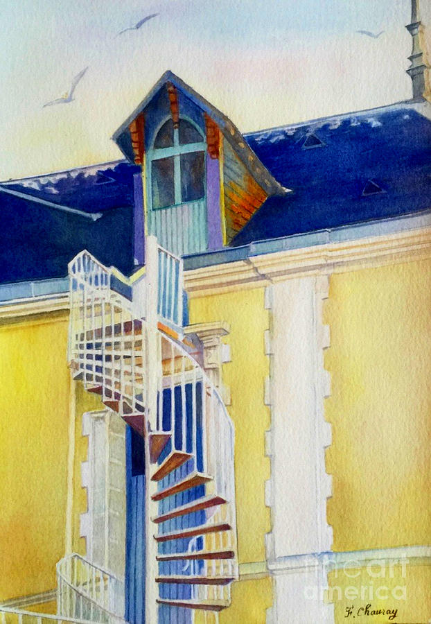 Architecture Painting - Escalier du Grenier by Francoise Chauray