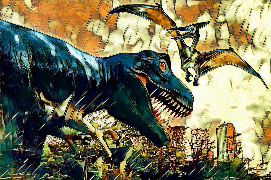 Jurassic Park Digital Art - Escape from Jurassic Park by Pennie McCracken