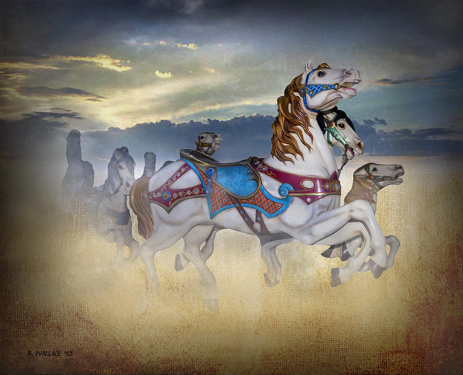 Horse Photograph - Escape Of The Carousel Horses by Brian Wallace