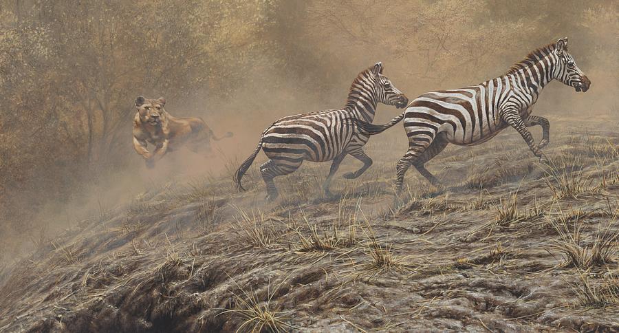 Escape Route - Zebras Painting by Alan M Hunt