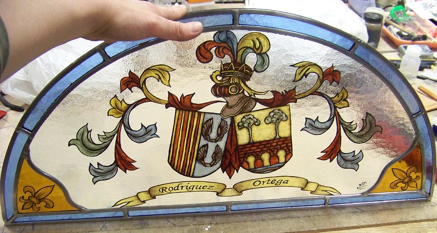 Escudo heraldico Rodriguez Ortega Glass Art by Justyna Pastuszka