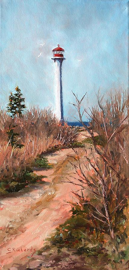Lighthouse Painting - Escuminac Lighthouse by Cathleen Richards-Green Lighthouse Painting - Escuminac Lighthouse by Cathleen Richards-Green
