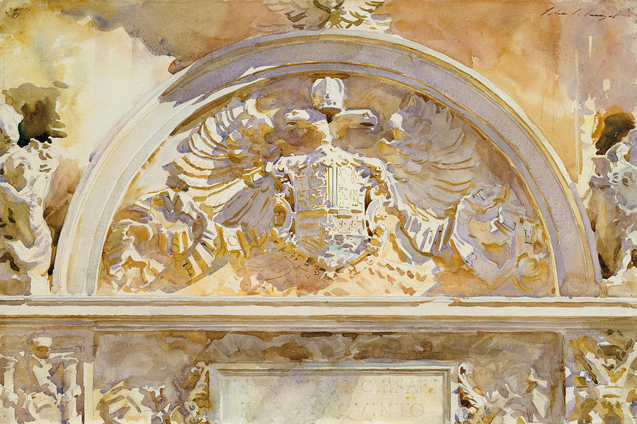 Escutcheon of Charles V of Spain Drawing by John Singer Sargent