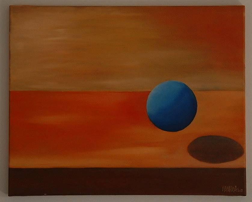 Azul Painting - Esfera azul em paisagem de fim de tarde by Nanduxa                         Pintura a oleo