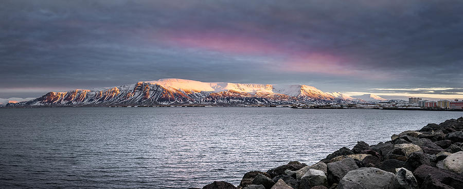Esjan at sunrise - Reykjavik, Iceland - Travel photography Photograph by Giuseppe Milo