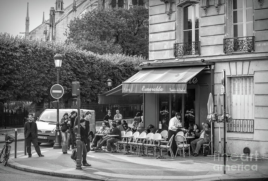 Esmeralda Black White Cafe France  Photograph by Chuck Kuhn