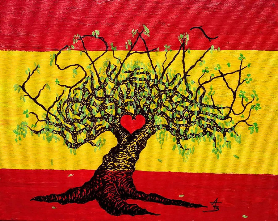 Espana Love Tree Drawing by Aaron Bombalicki