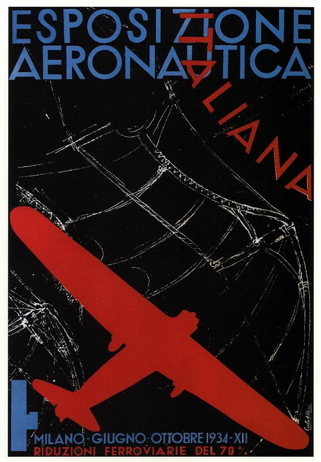 Esposizione Aeronautica - Italiana - Retro Travel Poster - Vintage Poster Mixed Media