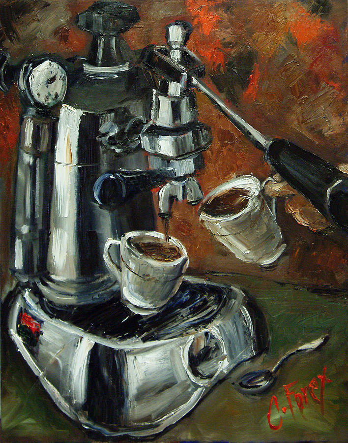 Coffee Painting - Espressionistic by Carole Foret