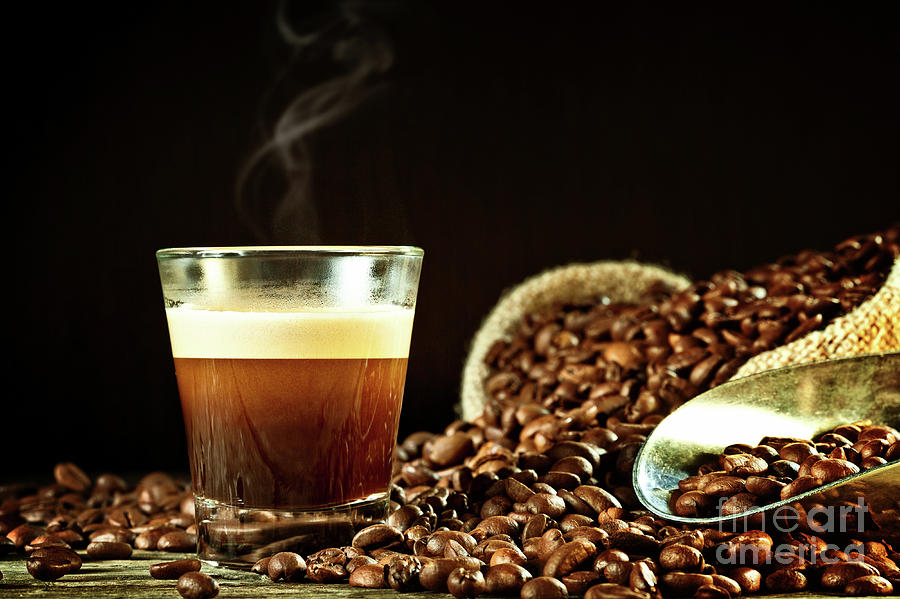 Espresso And Coffee Grain Photograph by Gualtiero Boffi