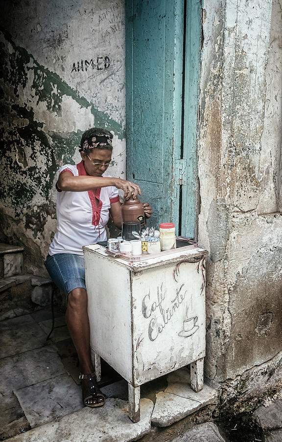 Coffee Photograph - Espresso Entrepreneur Havana Cuba by Joan Carroll